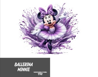 5 PNG Ballerina Minnie Png Mouse Splash and Watercolor Png  Minnie Transparent PNG file for Sublimation Ballerina Mouse PNG