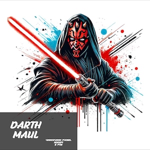 5 PNG Starwars Darth Maul Png Splash and Watercolor Png Starwars Transparent PNG file for Sublimation