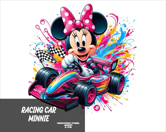 5 PNG Racing Car Minnie Png Mouse Splash and Watercolor Png Minnie