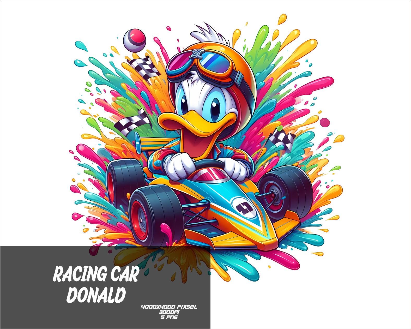 5 PNG Racing Car Donald Png Splash and Watercolor Png Duck Transparent ...