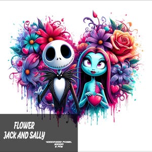 5 PNG Blume Jack und Sally Png Splash und Aquarell Png Jack und SallyTransparent PNG Datei für Sublimation Liebe Jack und Sally