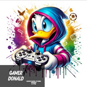 5 PNG ゲーマー ドナルド PNG スプラッシュと水彩画 PNG アヒル 昇華用透明 PNG ファイル ゲーマー ダック PNG