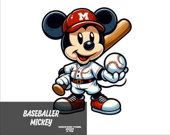 5 PNG Baseball Mickey Png Mouse Splash and Watercolor Png Mickey Transparent PNG file for Sublimation Baseball Mouse PNG