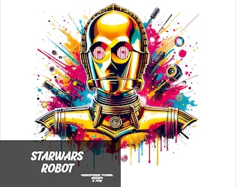 5 PNG Starwars C-3PO Png Splash y Acuarela Png Starwars Robot Archivo PNG transparente para sublimación