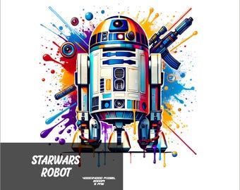 5 PNG Starwars RD2 Robot Png Salpicaduras y Acuarela Png Starwars Archivo PNG transparente para sublimación