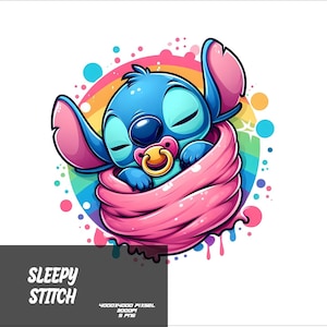 5 PNG Sleep Baby Stitch Png  Stitch Splash and Watercolor Png Stitch Transparent PNG file for Sublimation Sleep Stitch PNG