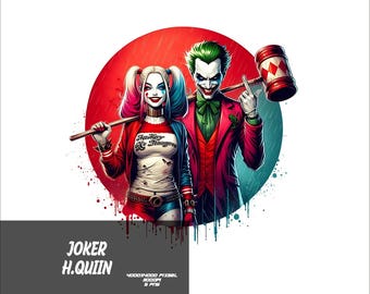 5 PNG Harley and Joker Png Splash and Watercolor Png Joker Transparent PNG file for SublimationJoker PNG
