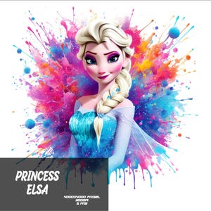 5 PNG  Princess Png Elsa Splash and Watercolor Png Transparent PNG file for Sublimation
