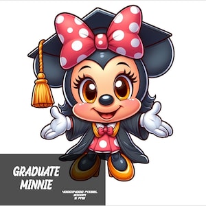 5 PNG Graduate Minnie Png Mouse Splash and Watercolor Png  Minnie Transparent PNG file for Sublimation Graduate Mouse PNG