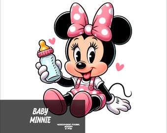 5 PNG Baby Girl Minnie Png Mouse Splash and Watercolor Png  Minnie Transparent PNG file for Sublimation Baby Mouse PNG