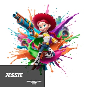 5 PNG Toy Story Jessie Png Cowgirl Jessie Splash and Watercolor Png Toy Story Transparent PNG file for Sublimation