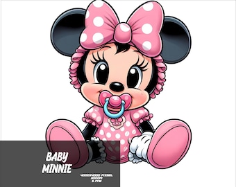 5 PNG Baby Girl Minnie Png Mouse Splash and Watercolor Png  Minnie Transparent PNG file for Sublimation Baby Mouse PNG