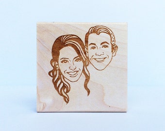 Couple portrait stamp/ 2 people or pet Face stamp/ Wedding invitation stamp/ Christmas gift/ Any texts on rubber stamp for FREE