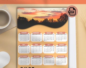 2025 Yearly Calendar Printable, One Page Wall Planner (PDF Download)