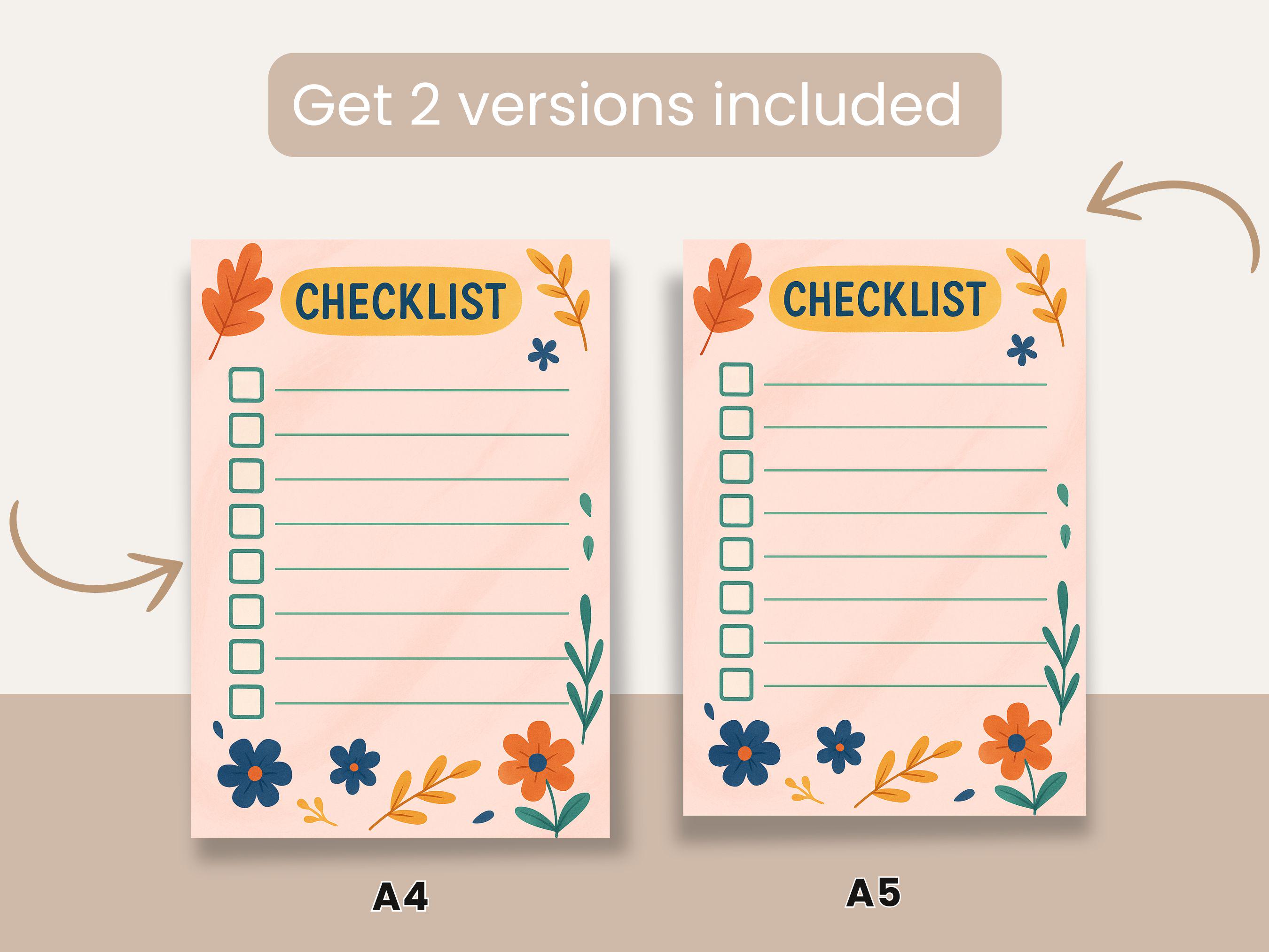 Checklist Journal Printable: Daily Task Planner (A4/A5 Digital Download ...