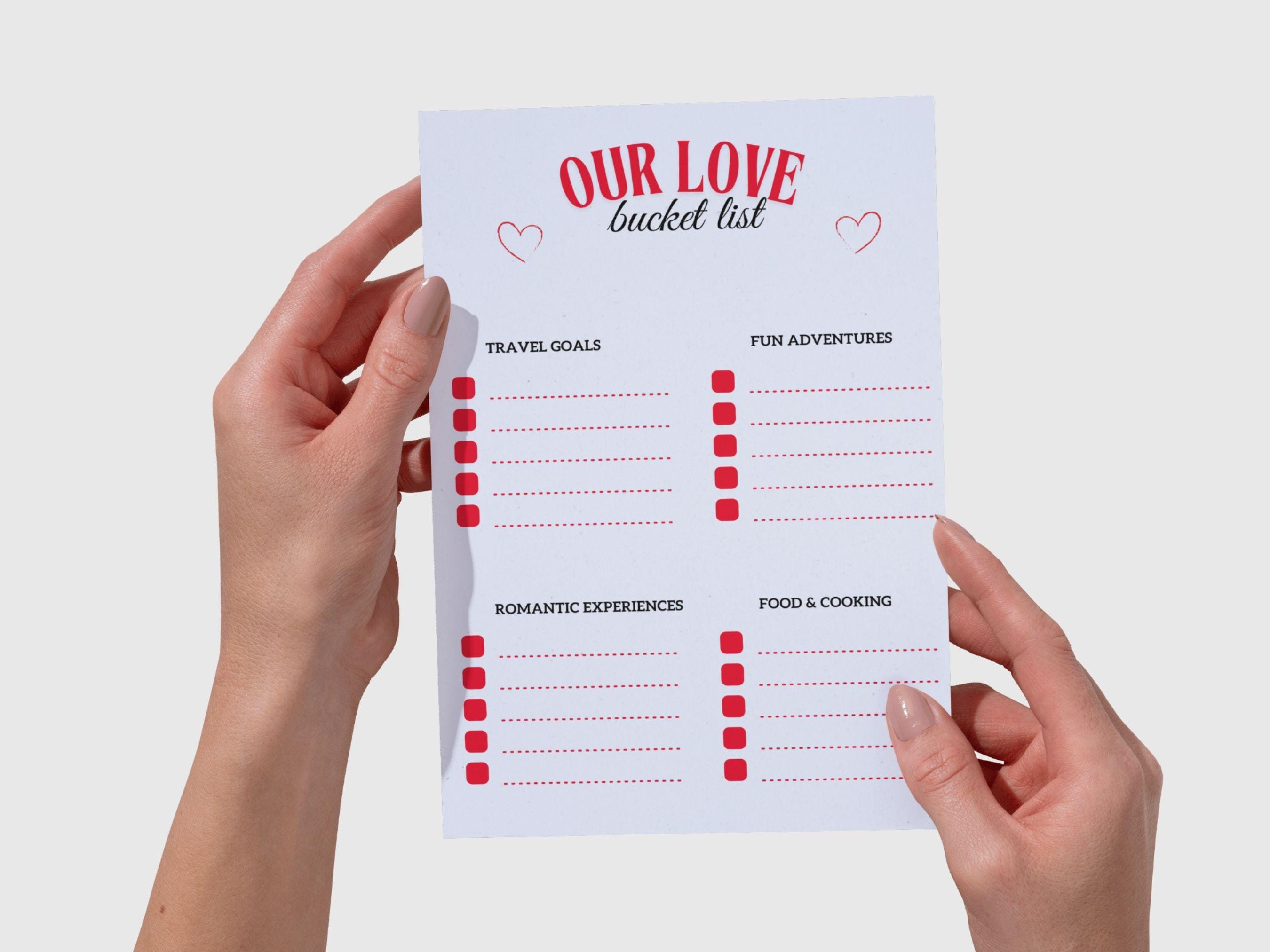 Couple's Bucket List Printable: Romantic Date Night Planner (PDF) - Etsy
