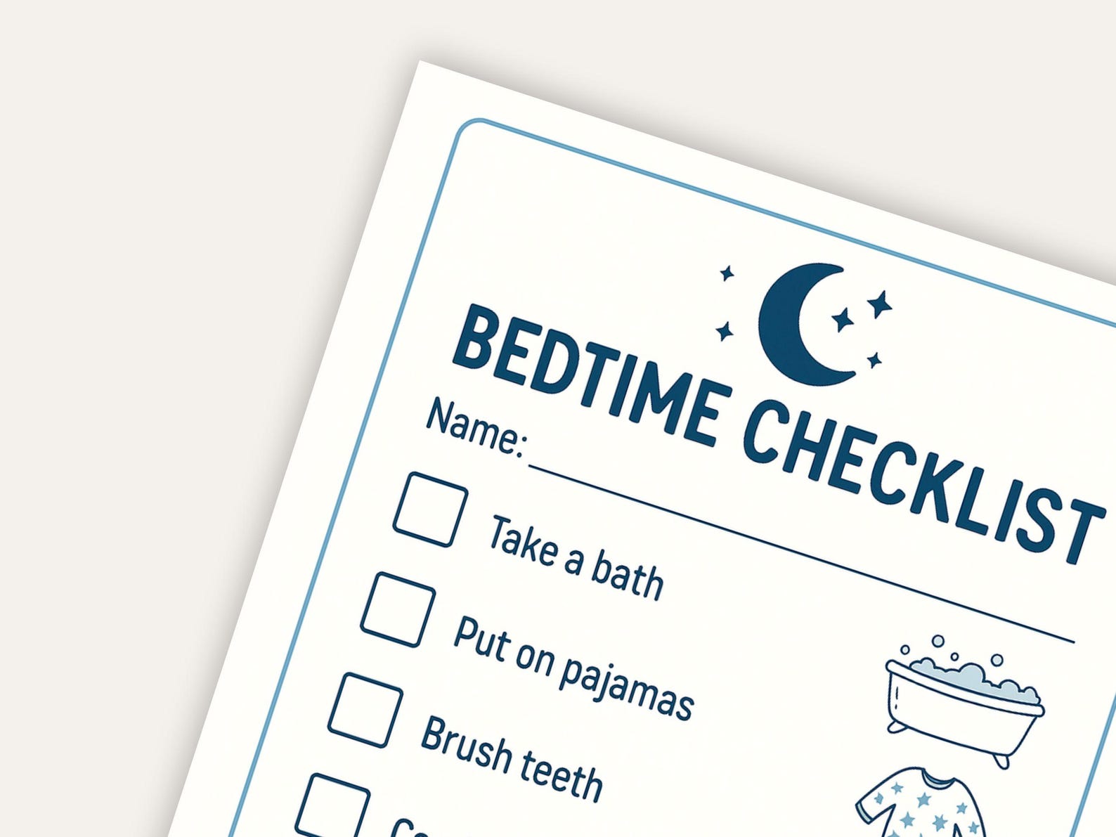 Kids Bedtime Routine Chart | Visual Night Schedule Checklist (A4 PDF ...