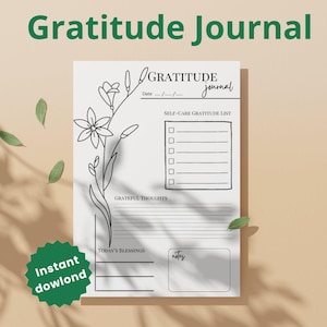 Dankbarkeit Journal Printable – Selbstfürsorge und Achtsamkeit Planer, Erinnerungs-Arbeitsblatt & Positivity Tracker (A4 und Letter PDF), Geschenk für Sie
