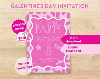 Galentine's Party Invitation: Editable Pink Invite (Digital Download)