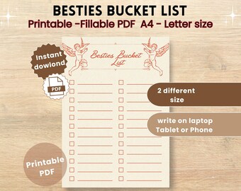 Besties Bucket List Printable: Vintage Friendship Journal (PDF)