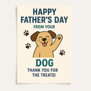 Father's Day From Pets – Printable Card for Dad, Instant Download ...