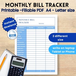 Monthly Bill Tracker Printable ,Budgeting Planner,Bill Payment Tracker,Monthly Expense Tracker,Bill Organizer,Digital Bill Planner Finance