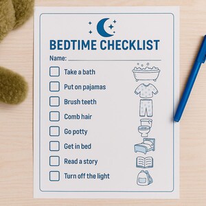 Kids Bedtime Routine Chart | Visual Night Schedule Checklist (A4 PDF ...