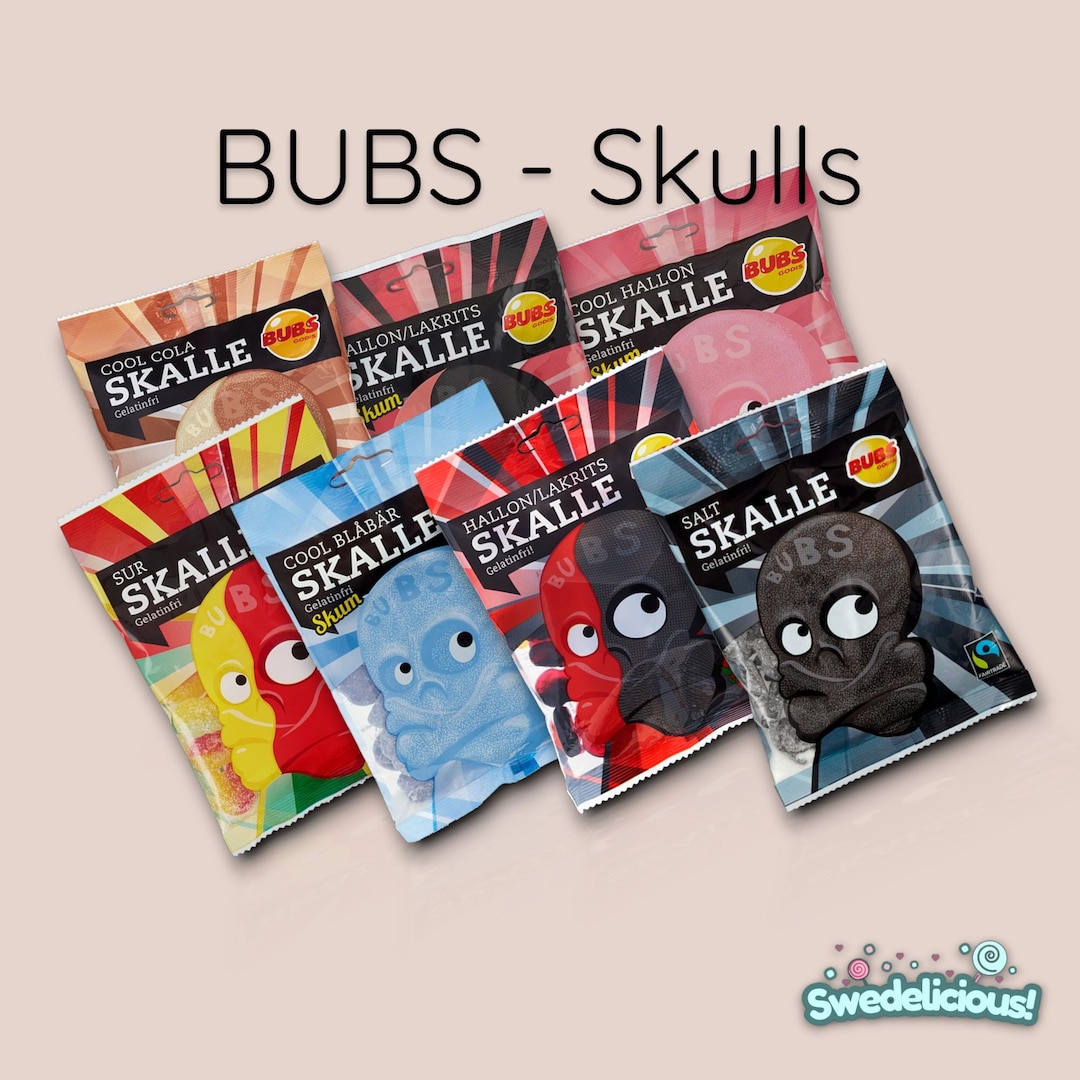 BUBS Skull 90g Sweet Sour Jelly Foam Swedish Sweden Tangy