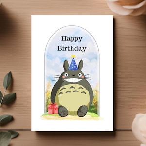 Birthday Card | Studio Ghibli | DIGITAL download | Instant Download | Cute | Animation | Printable Happy Birthday Card | TOTORO