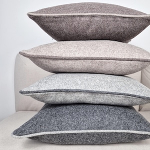 Kussensloop van wolmix met paspel, zware bekleding, aangepaste maten