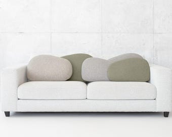 Coussins décoratifs en pierre pour canapé - Laine - beige, gris, marron, vert