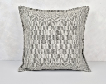 Housse de coussin à chevrons couleurs naturelles | Décoration d'intérieur monochrome I Dimensions personnalisées