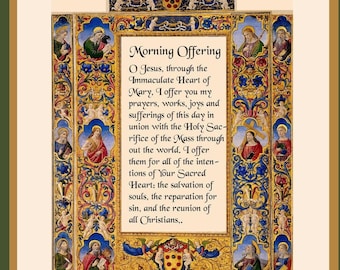 Morning Offering Prayer Art Print: Medieval Illuminated Manuscript (Digital Download)