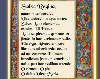 Salve Regina Latin Prayer Art Print: Medieval Catholic Hymn (Digital Download)