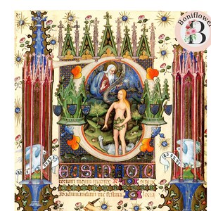 Eve Garden of Eden Illuminated Manuscript Reproduction Medieval Bible Catholic Christian Vintage Religious Art Print Gift Wall Art image 2