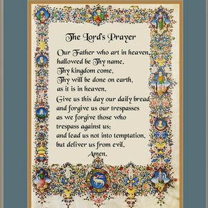 The Lord&#39;s Prayer Medieval Art Print: Catholic Christian Gift (Digital Download)