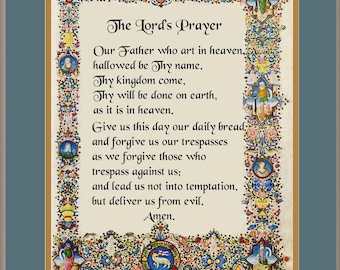 The Lord&#39;s Prayer Our Father Digital Medieval Painting Catholic Christian Religious Art Print, Instant Digital Download, Last Minute Gift