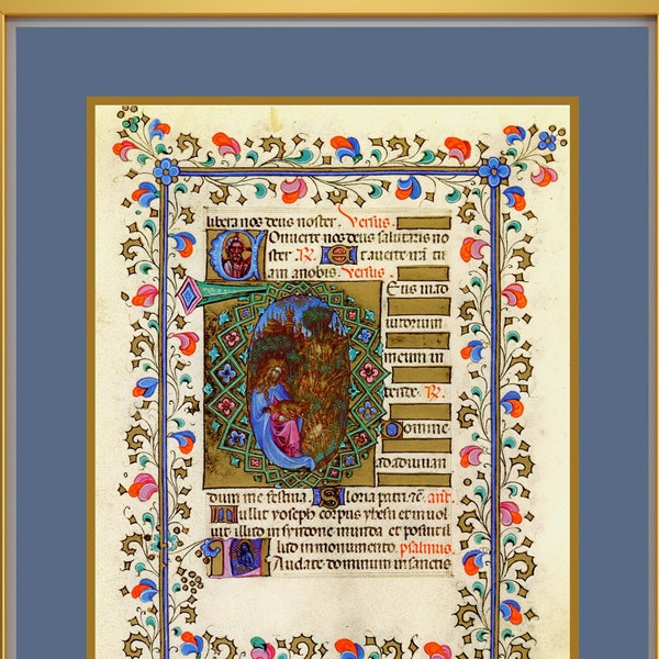 Samson Foxes Reproduction Medieval Illuminated Manuscript Catholic Religious Art Print, Letter D Gift Art, Child Friend Clergy Gift