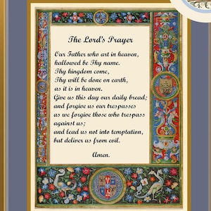 Der Vater unser Vaterunser Digitale mittelalterliche Malerei katholisch christlich religiöse Kunstdruck, sofortiger digitaler Download, Geschenk in letzter Minute