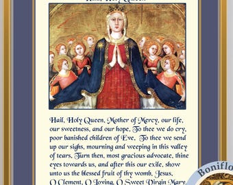 Hail Holy Queen Prayer Art Print: Medieval Catholic Wall Decor (Digital Download)