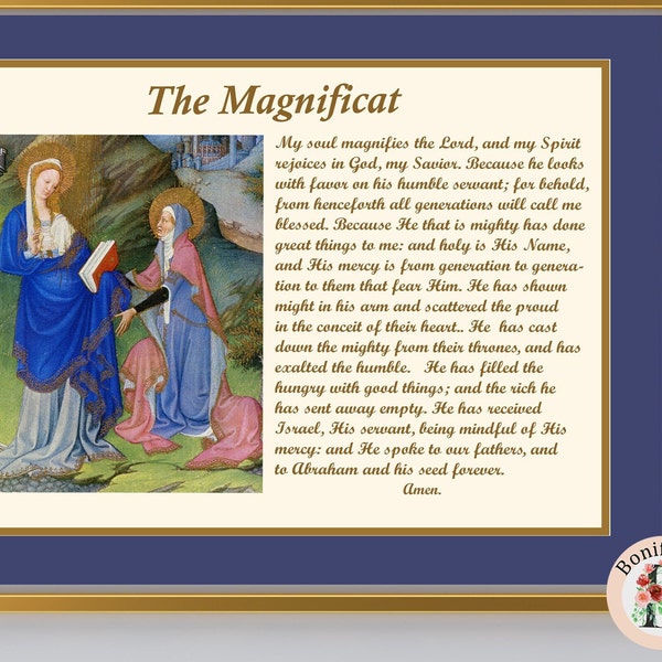 Magnificat Prayer Printable Visitation Mary Digital Medieval Catholic Religious Art Print, Instant Digital Download, Last Minute Gift