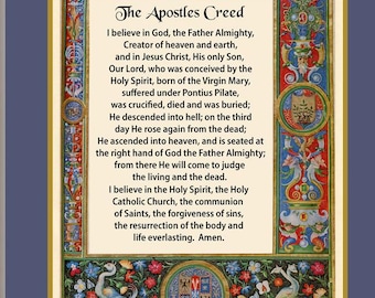 The Apostles Creed Prayer Digital Medieval Painting Catholic Christian Religious  Art Print, Instant Digital Download, Last Minute Gift
