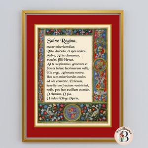 Salve Regina Latin Prayer Hail Holy Queen Digital Medieval Catholic ...