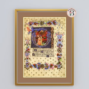 Psalm 26 Reproduction Medieval Illuminated Manuscript Psalm Catholic Christian Religious Art Print, Personalized Gift David, Davey, Lavinia image 3