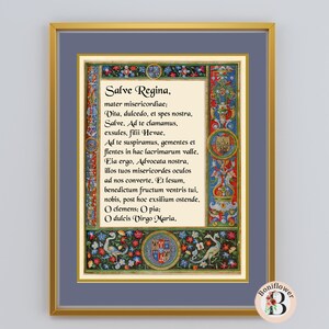 Salve Regina Latin Prayer Hail Holy Queen Digital Medieval Catholic ...