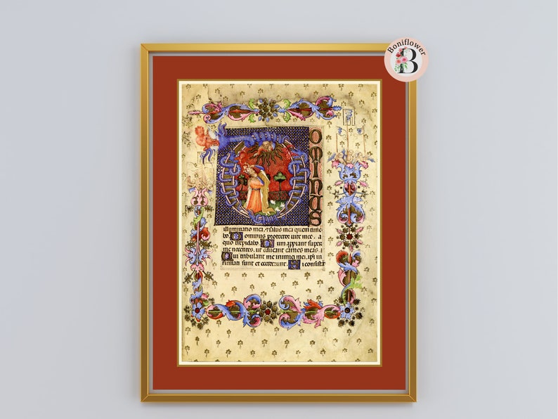 Psalm 26 Reproduction Medieval Illuminated Manuscript Psalm Catholic Christian Religious Art Print, Personalized Gift David, Davey, Lavinia image 6