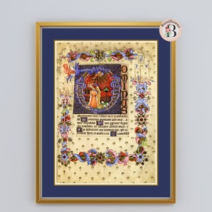 Psalm 26 Reproduction Medieval Illuminated Manuscript Psalm Catholic Christian Religious Art Print, Personalized Gift David, Davey, Lavinia image 9