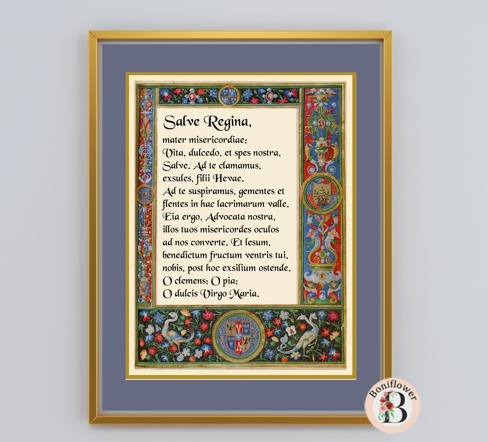 Salve Regina Latin Prayer Art Print: Medieval Catholic Hymn (digital ...