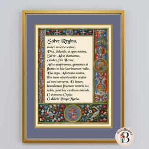 Salve Regina Lateinisches Gebet Kunstdruck: Mittelalterliche katholische Hymne als digitaler Download Bild 2