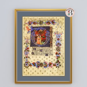 Psalm 26 Reproduction Medieval Illuminated Manuscript Psalm Catholic Christian Religious Art Print, Personalized Gift David, Davey, Lavinia image 4